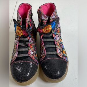EUC Disney Pixar Coco Girls Hightop Sneakers Shoes Day Of The Dead Design Size 2